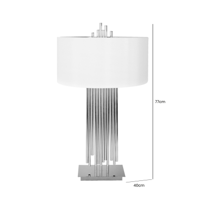 Vienna 77cm Nickle Table Lamp With White Silk Shade