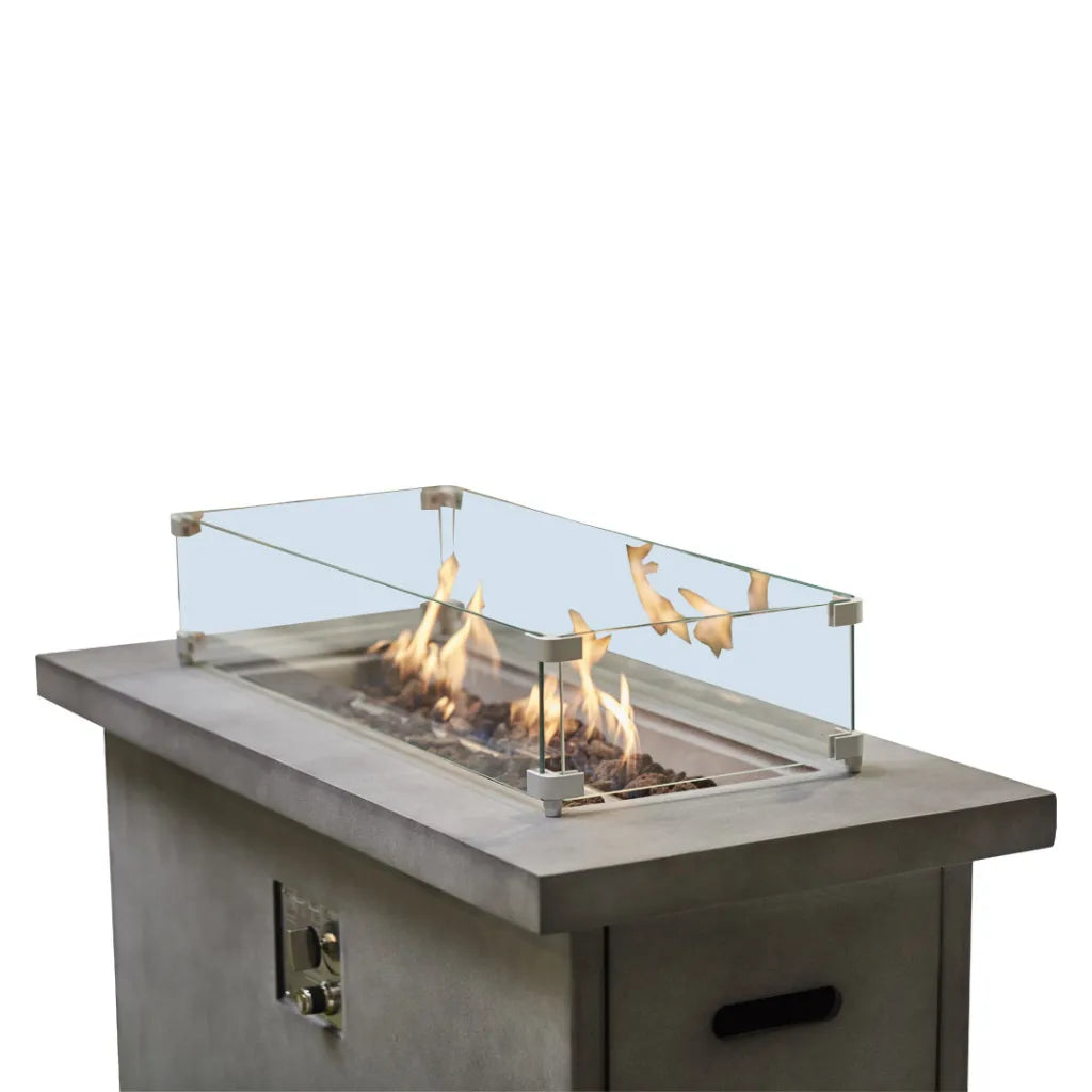 Tall Rectangular Light Grey Fire Pit