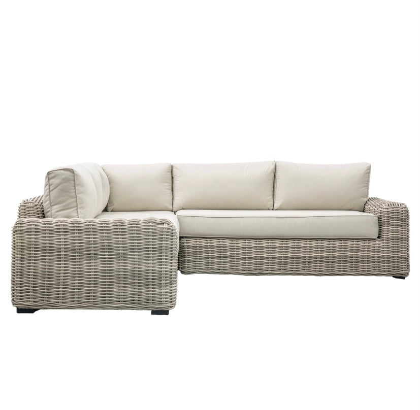 Diamond Deluxe Garden Collection - Rounded Weave Rattan Corner Sofa Lounge Set