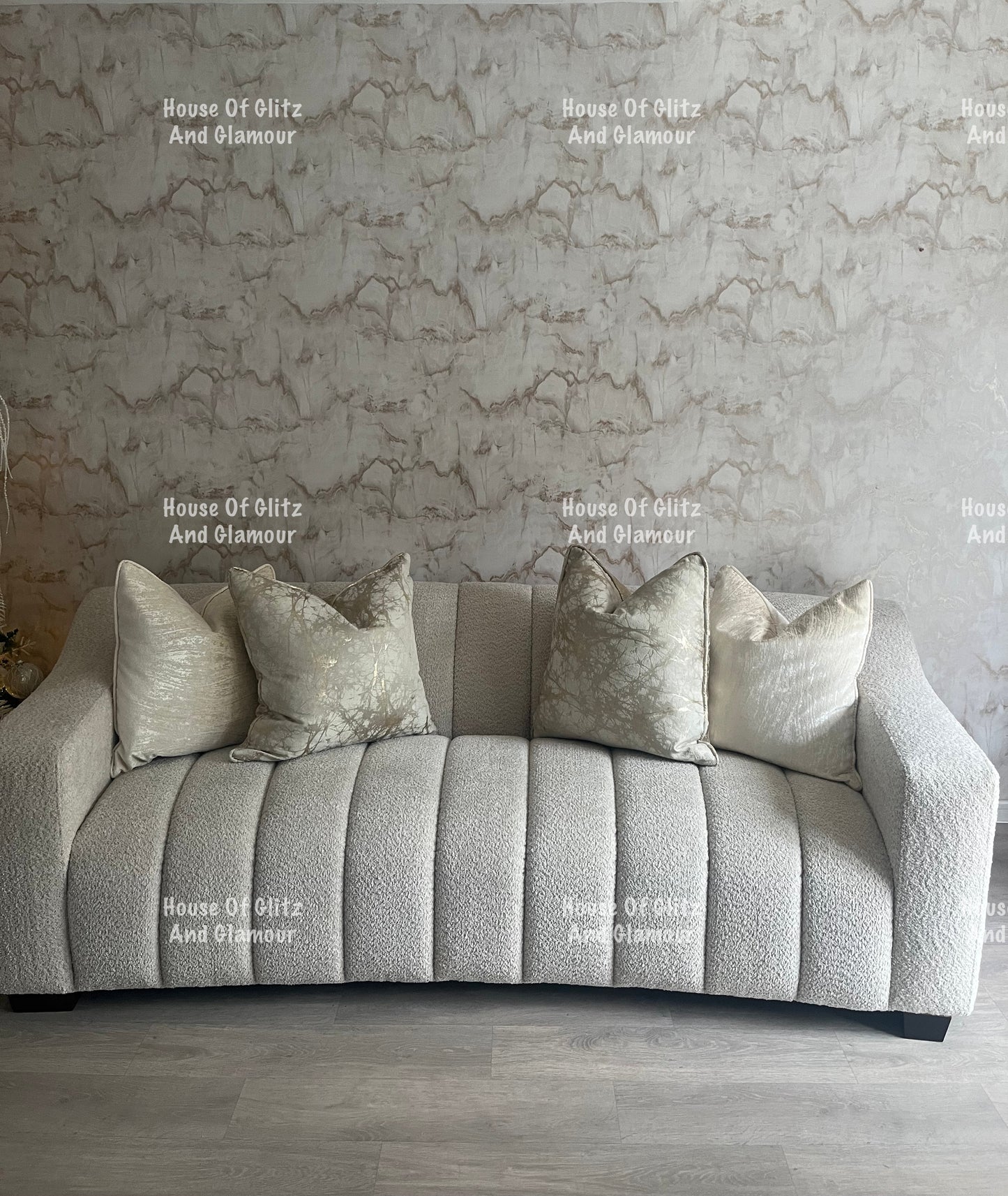 Alexa 3 Seater Boucle Sofa in Oatmeal Boucle Fabric