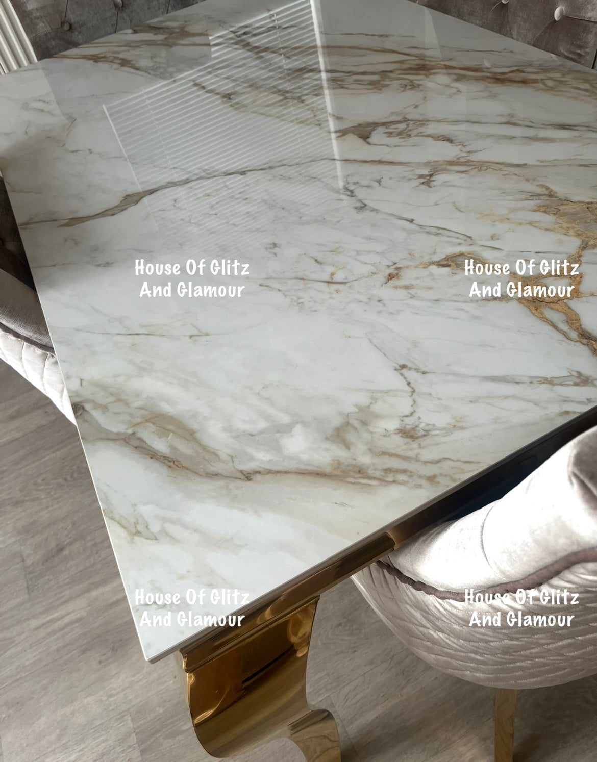 Louis Kata Gold Ceramic & Gold Dining Table