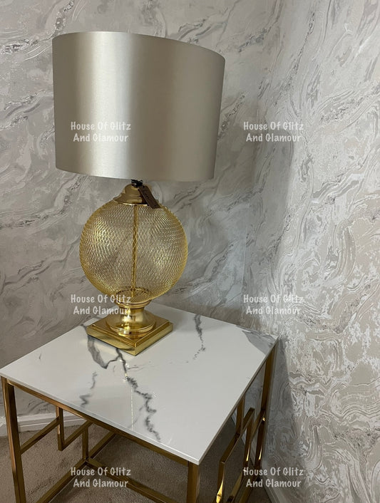 Vogue Gold Lamp Table with Polar White Sintered Top