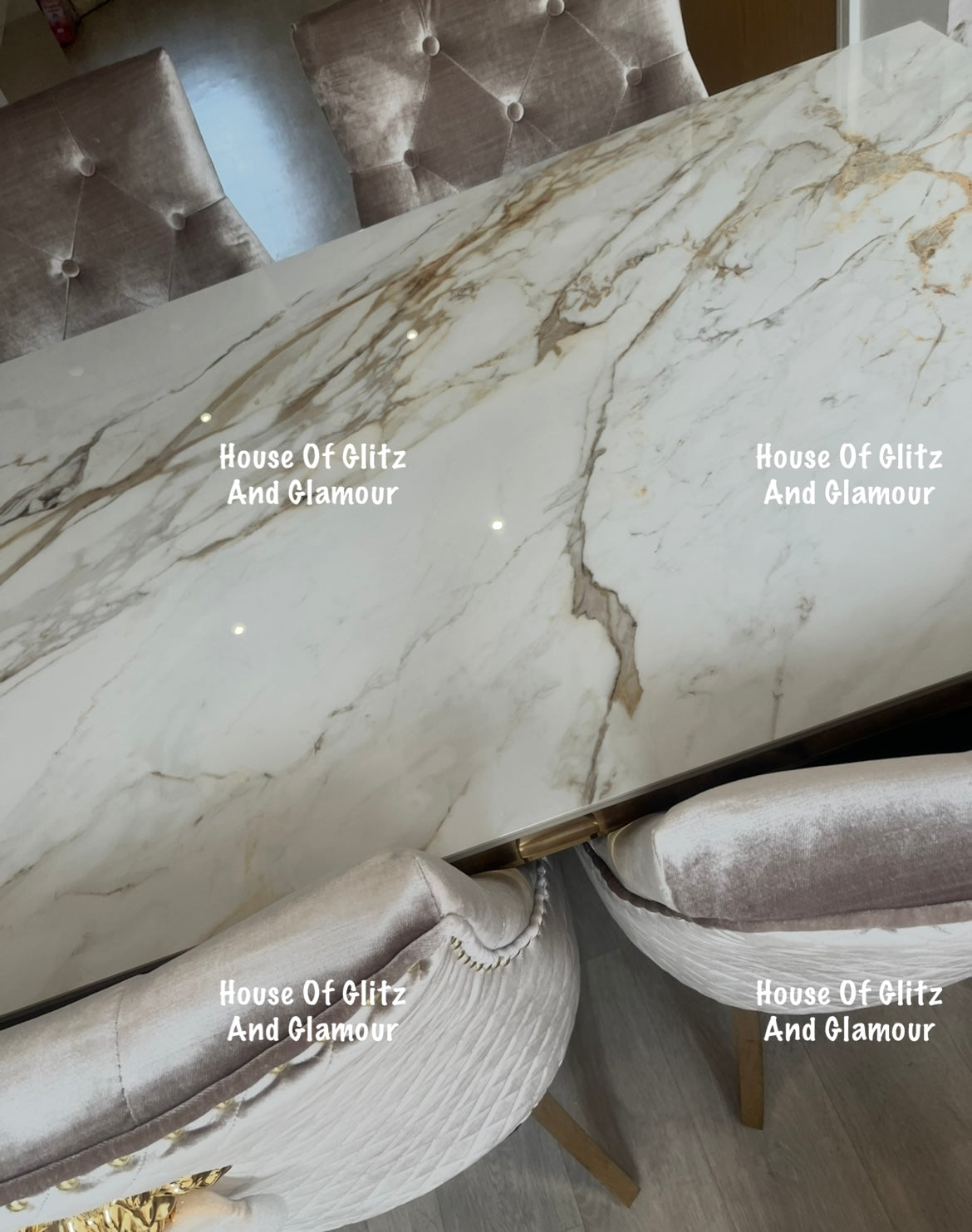 Louis Kata Gold Ceramic & Gold Dining Table