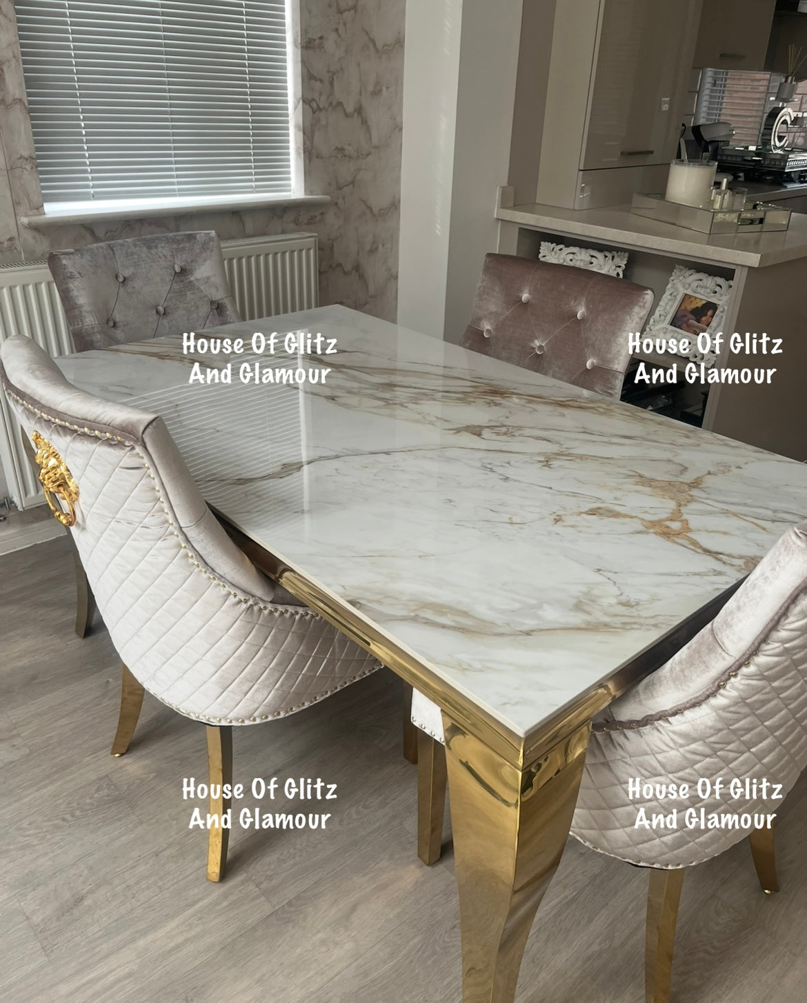 Louis Kata Gold Ceramic & Gold Dining Table