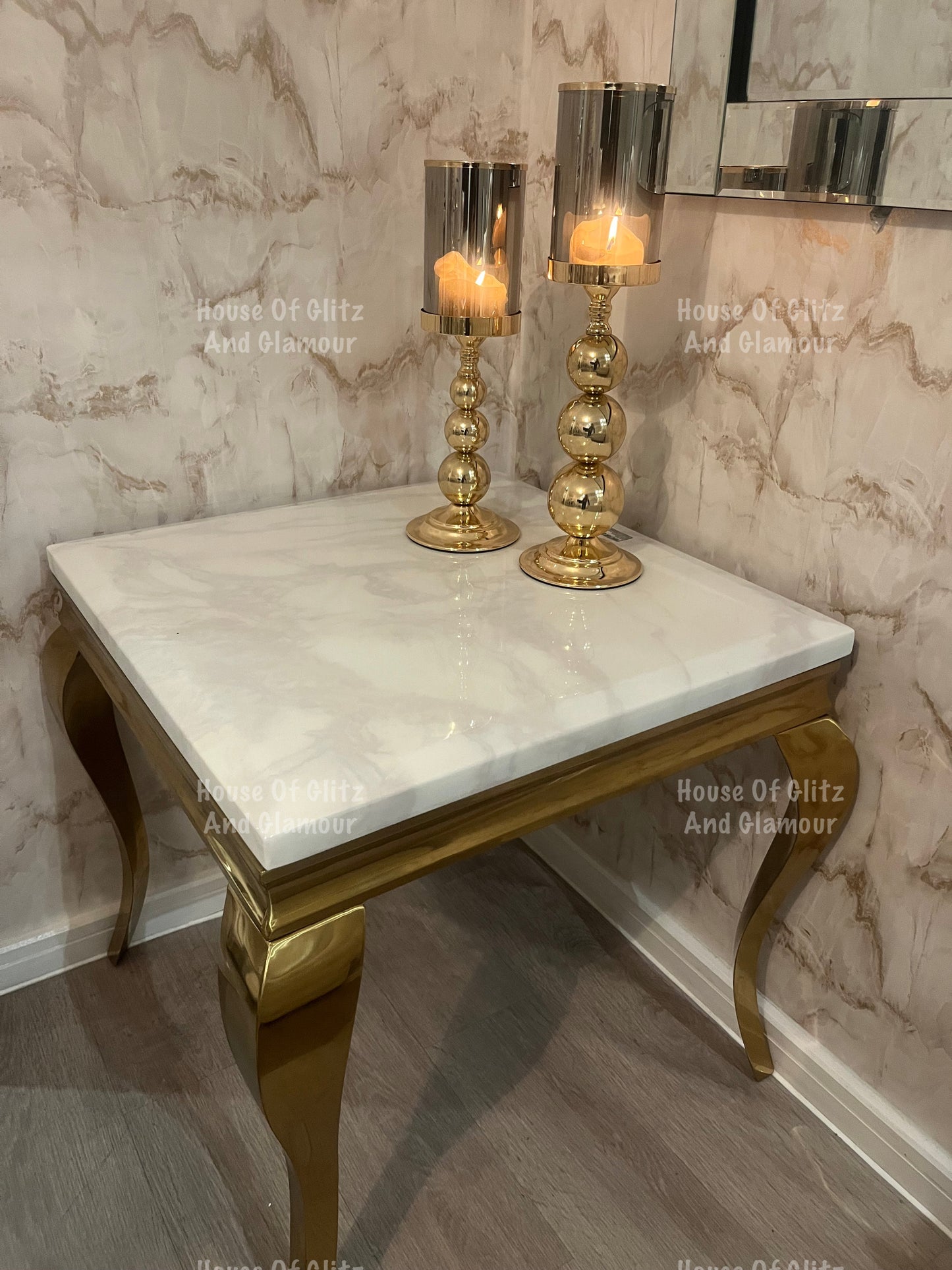 Gold Round Hurricane Candle Holder