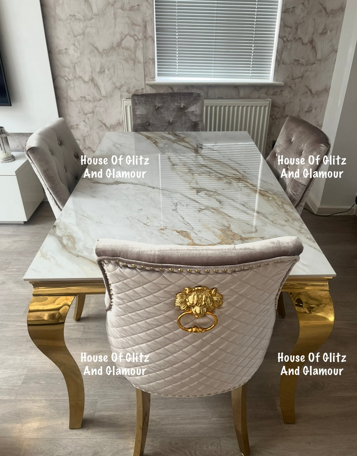 Louis Kata Gold Ceramic & Gold Dining Table