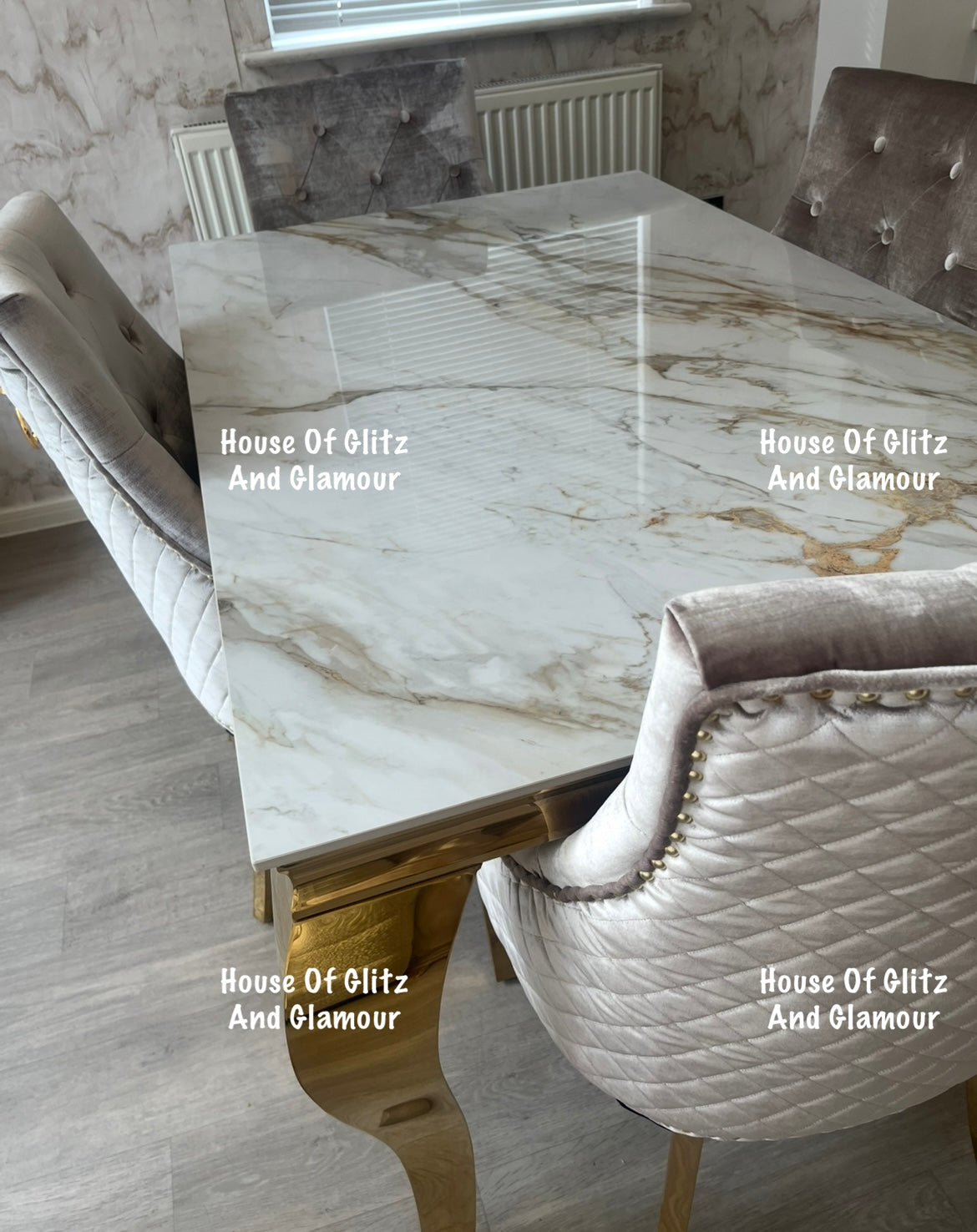 Louis Kata Gold Ceramic & Gold Dining Table