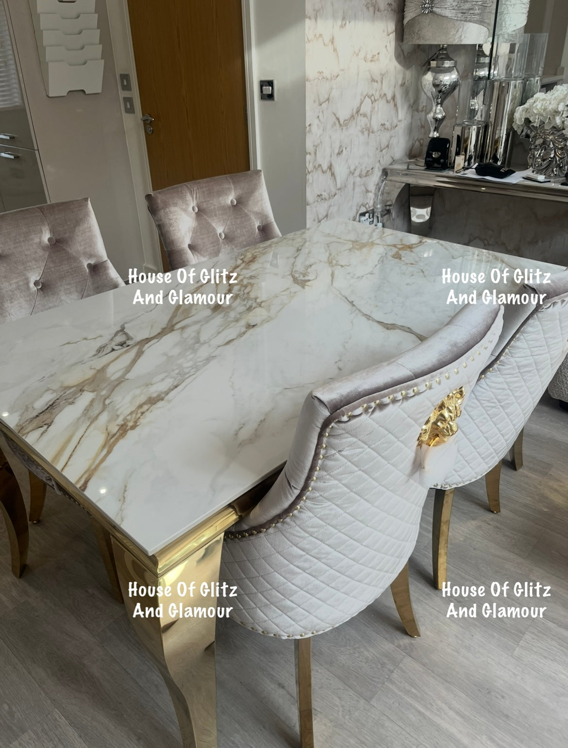 Louis Kata Gold Ceramic & Gold Dining Table