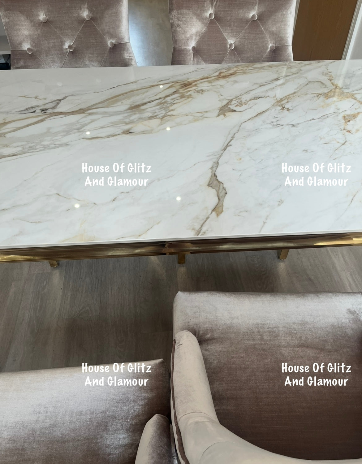Louis Kata Gold Ceramic & Gold Dining Table