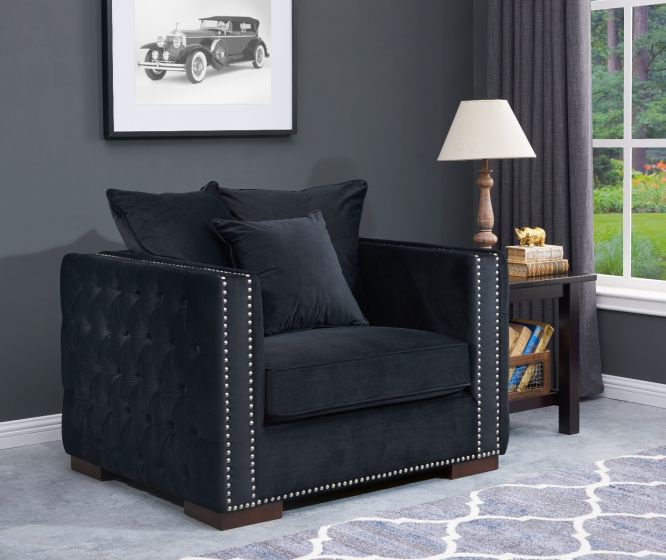 Mayfair Velvet Tufted Chair - Black