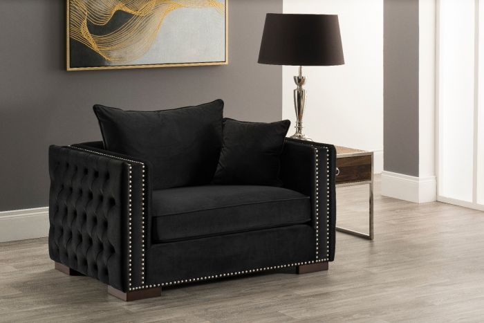 Mayfair Velvet Tufted Snuggle Chair Black