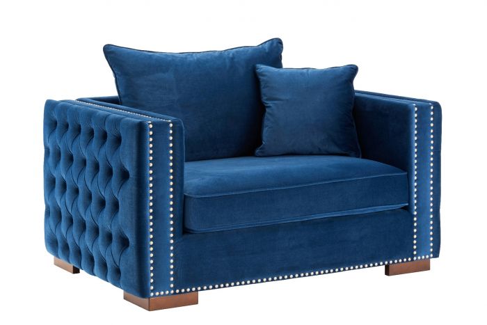 Mayfair Velvet Tufted Snuggle Chair Royal Blue