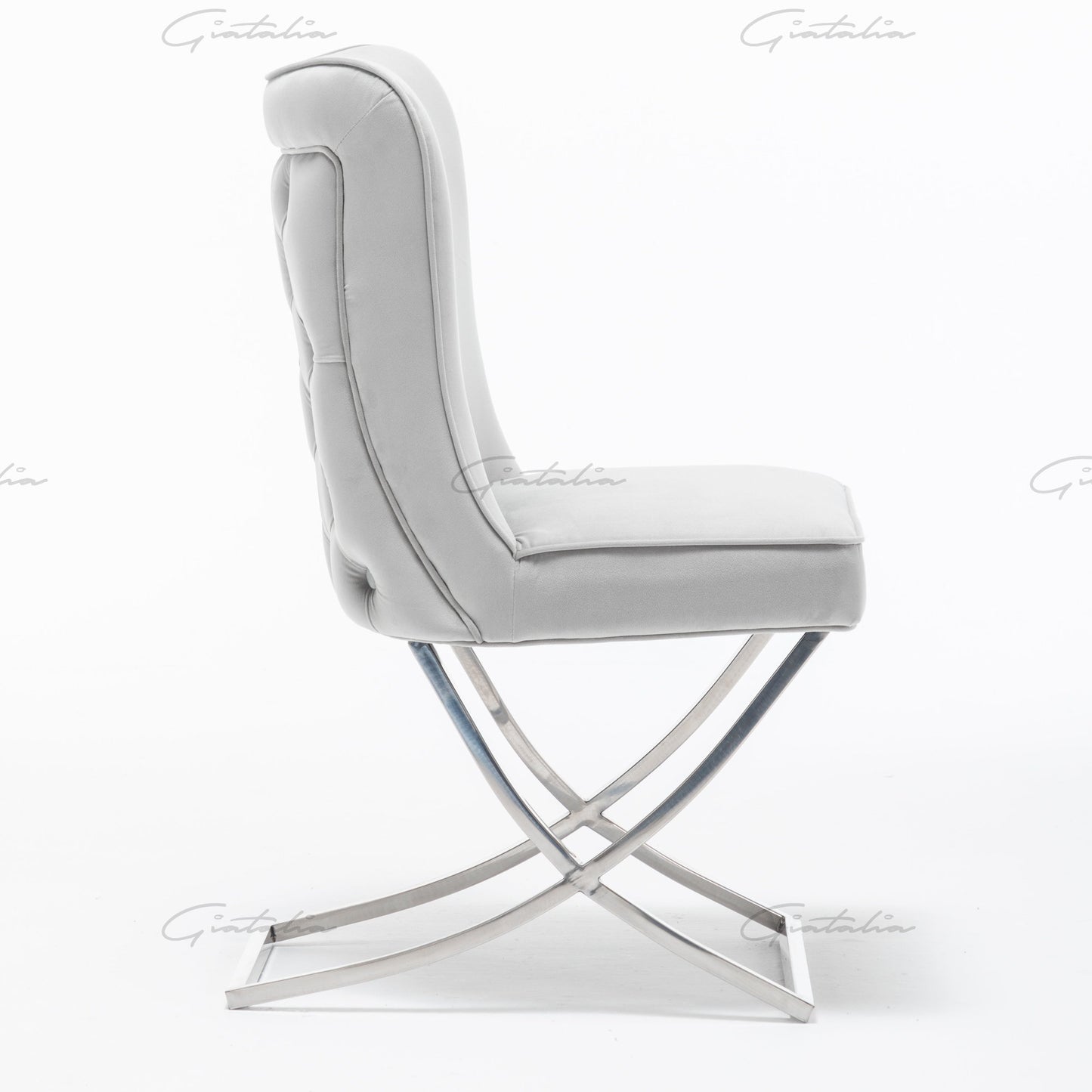 Coco X Leg Light Grey Tufted Dining Chairs