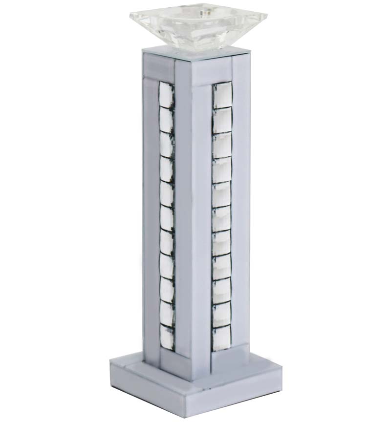 White Gloss Crystal Candle Holder