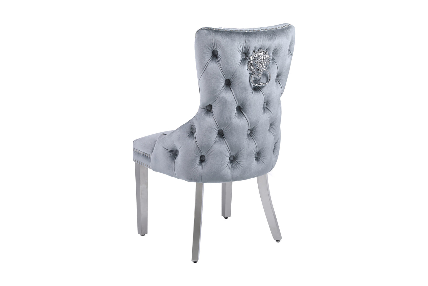 Giselle Grey Silver Lion Knocker Dining Chair