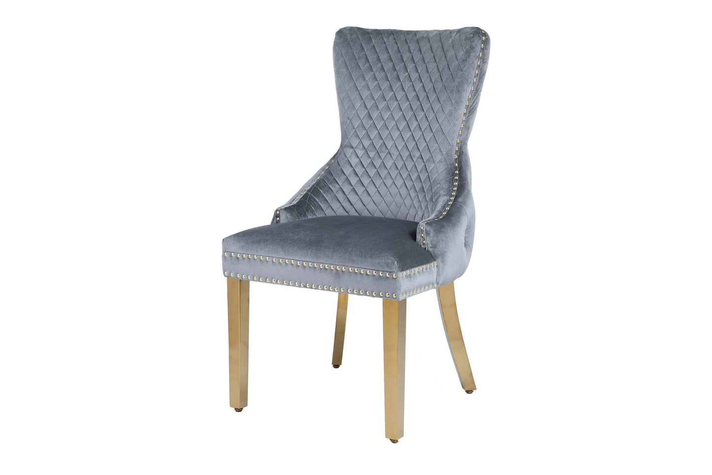 Giselle Grey Gold Lion Knocker Dining Chair