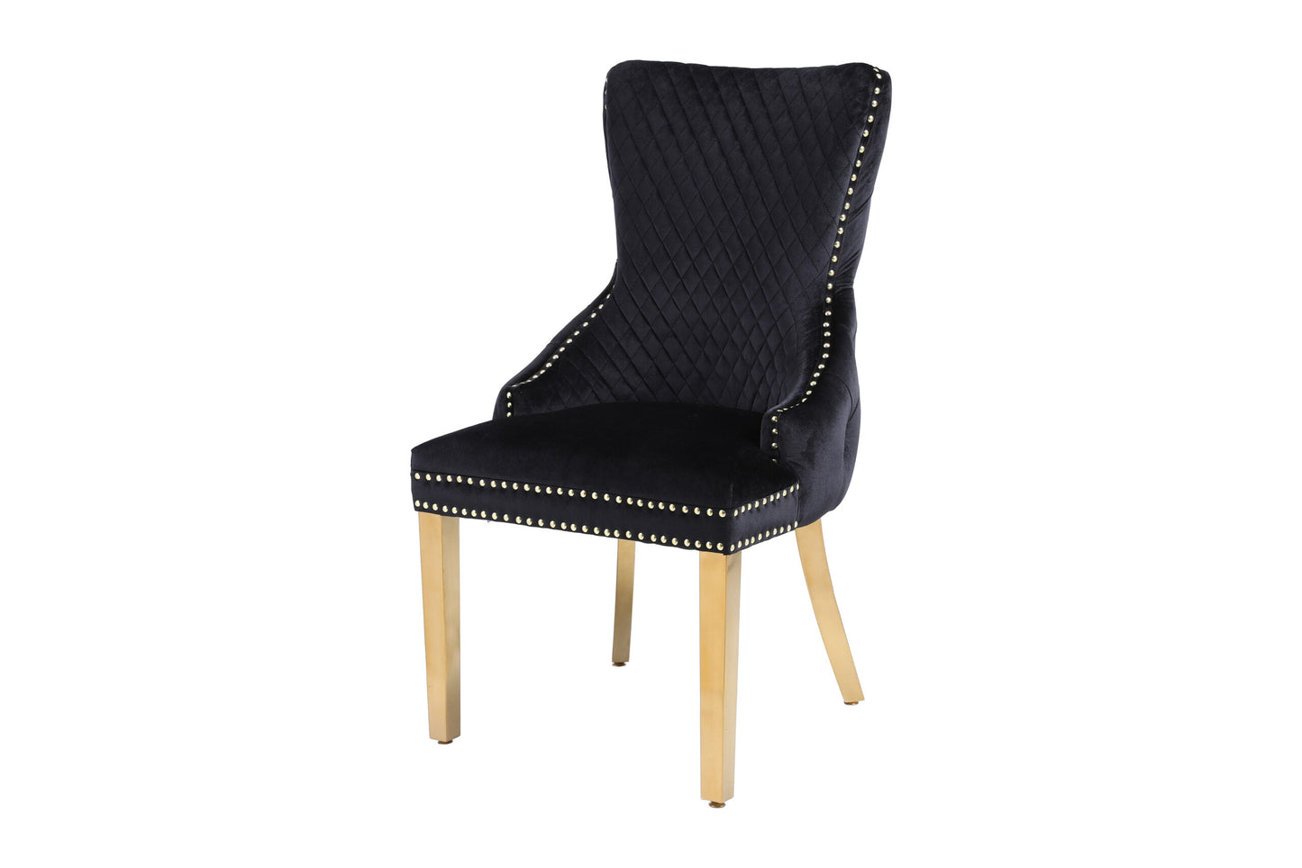 Giselle Black Gold Lion Knocker Dining Chair