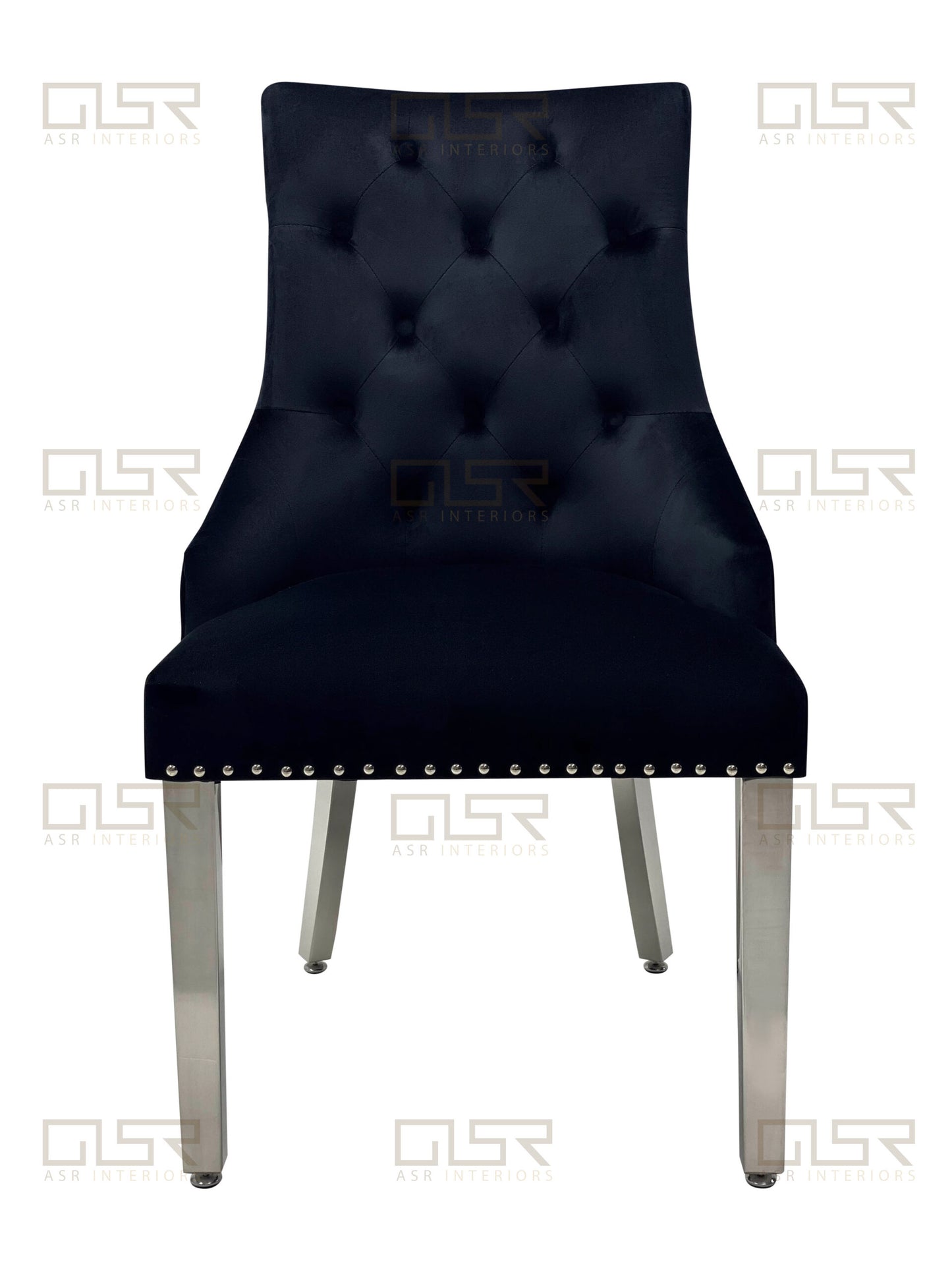 Chelsea Black Velvet Lion Knocker Dining Chair