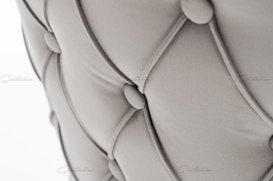 Camilla Dark Grey French Plush Tufted Winged Velvet Dining Chair