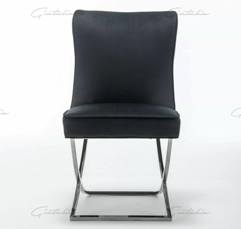 Coco X Leg Tufted Black Dining Chairs