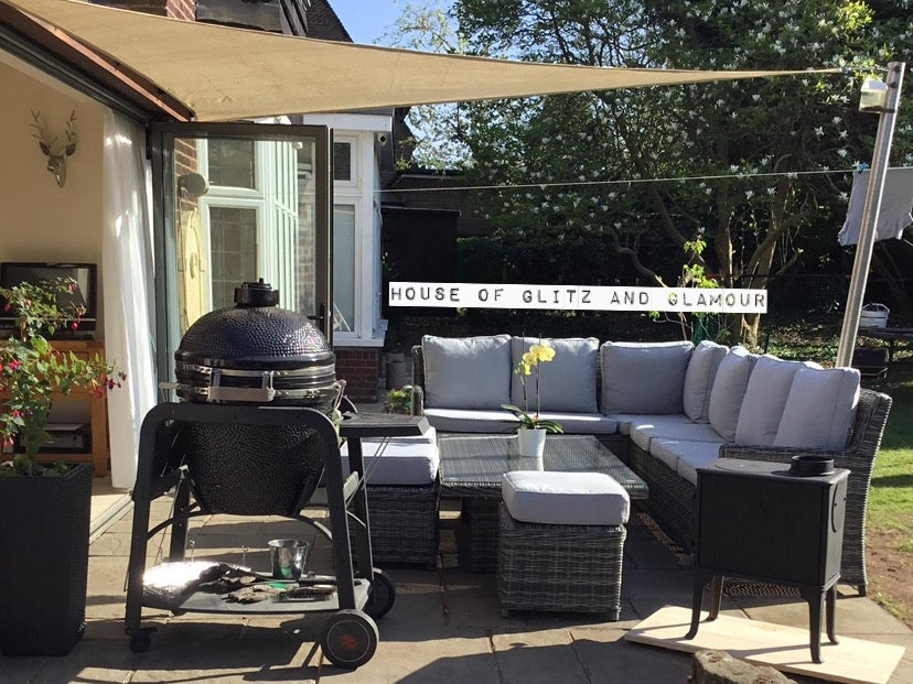 Monaco Large Corner High Back Sofa Dining Set in Grey