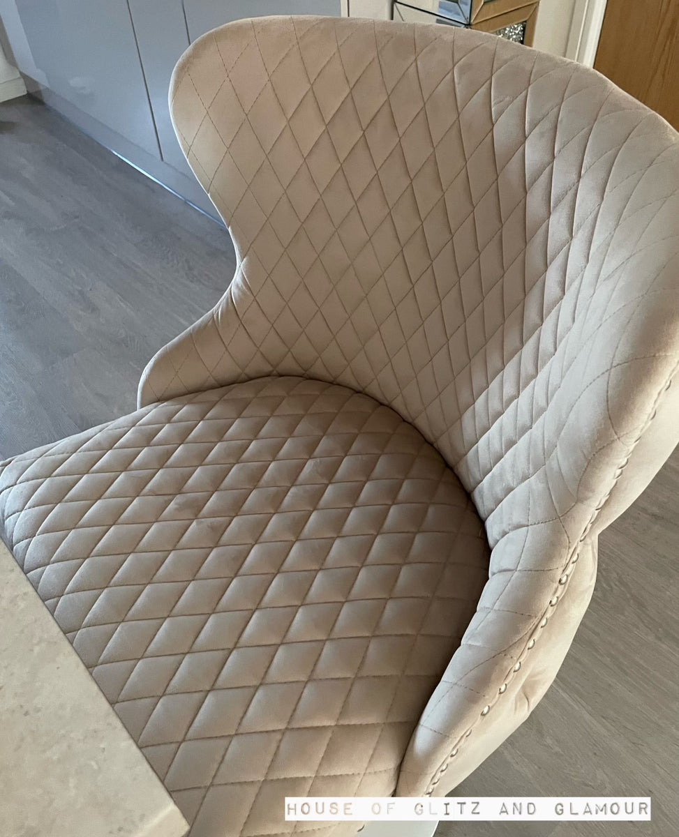 Valentina Mink/Cream Velvet Lion Knocker Bar Stool The House Of Glitz