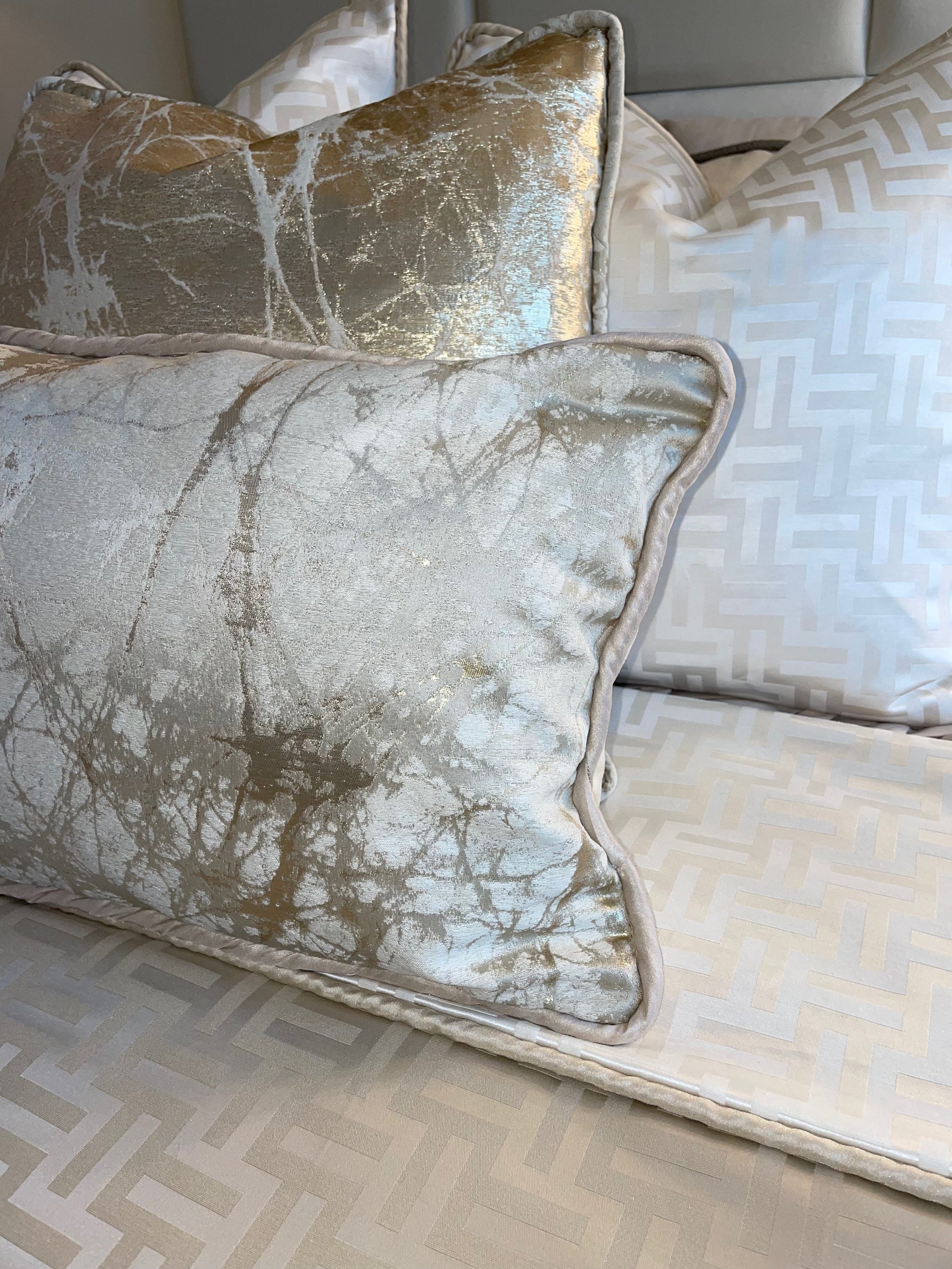Paris Cushion in Cream, Gold, Pewter or Silver.