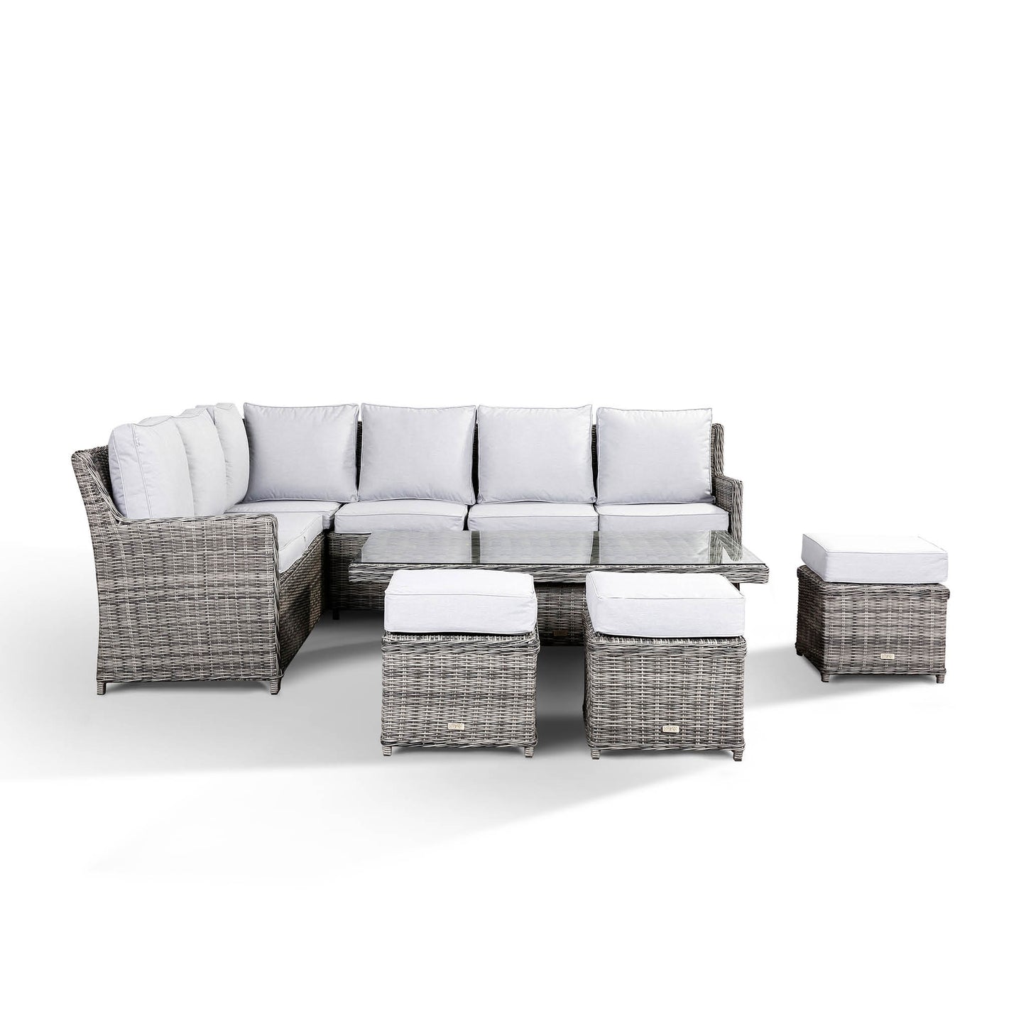 Monaco Large Corner High Back Sofa Dining Set in Grey