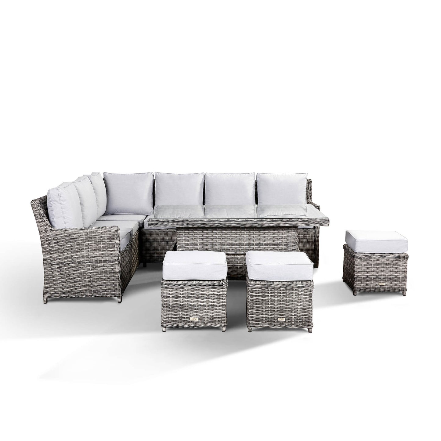 Monaco Large Corner High Back Sofa Dining Set in Grey