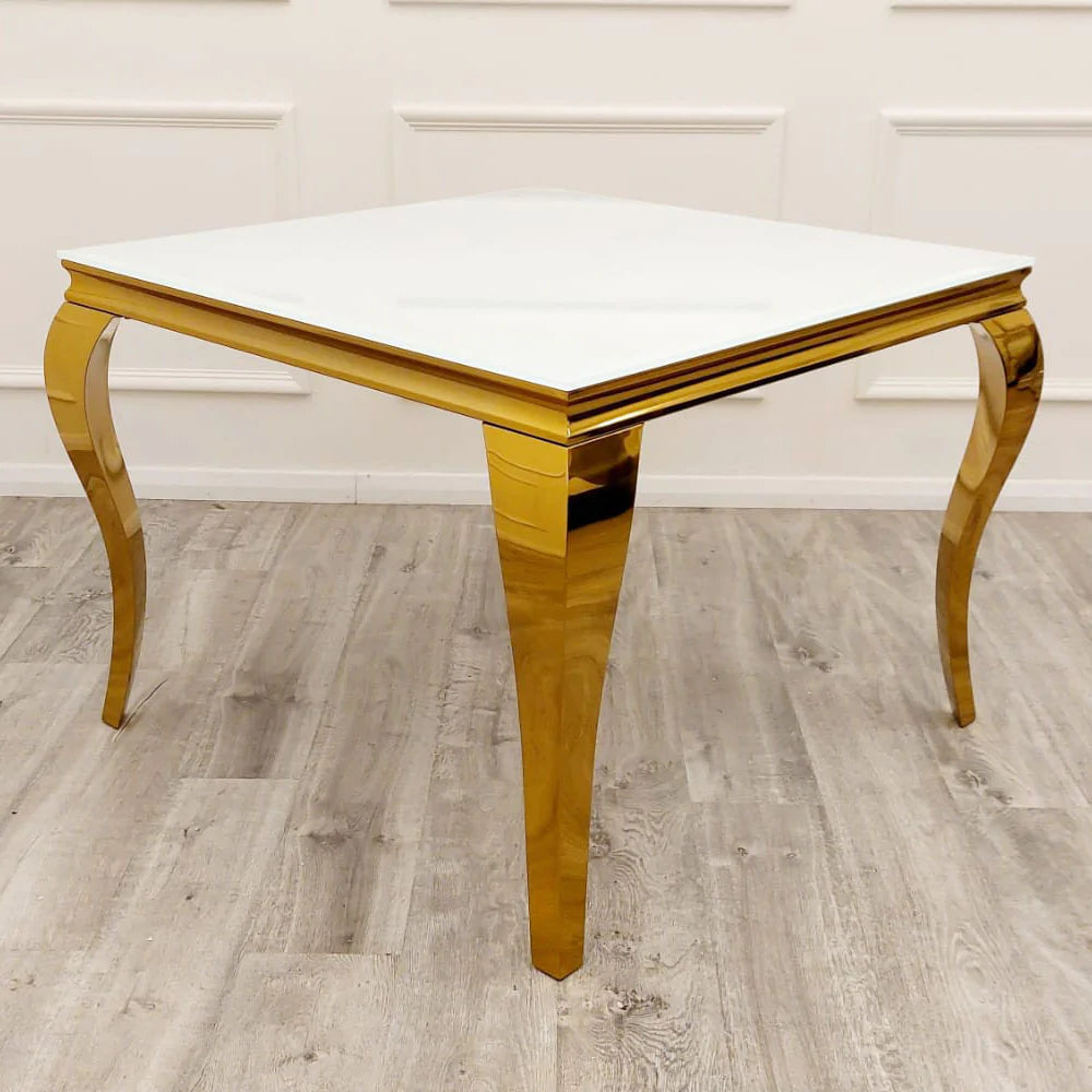 Louis Dining Table Gold Legs with White Glass Top