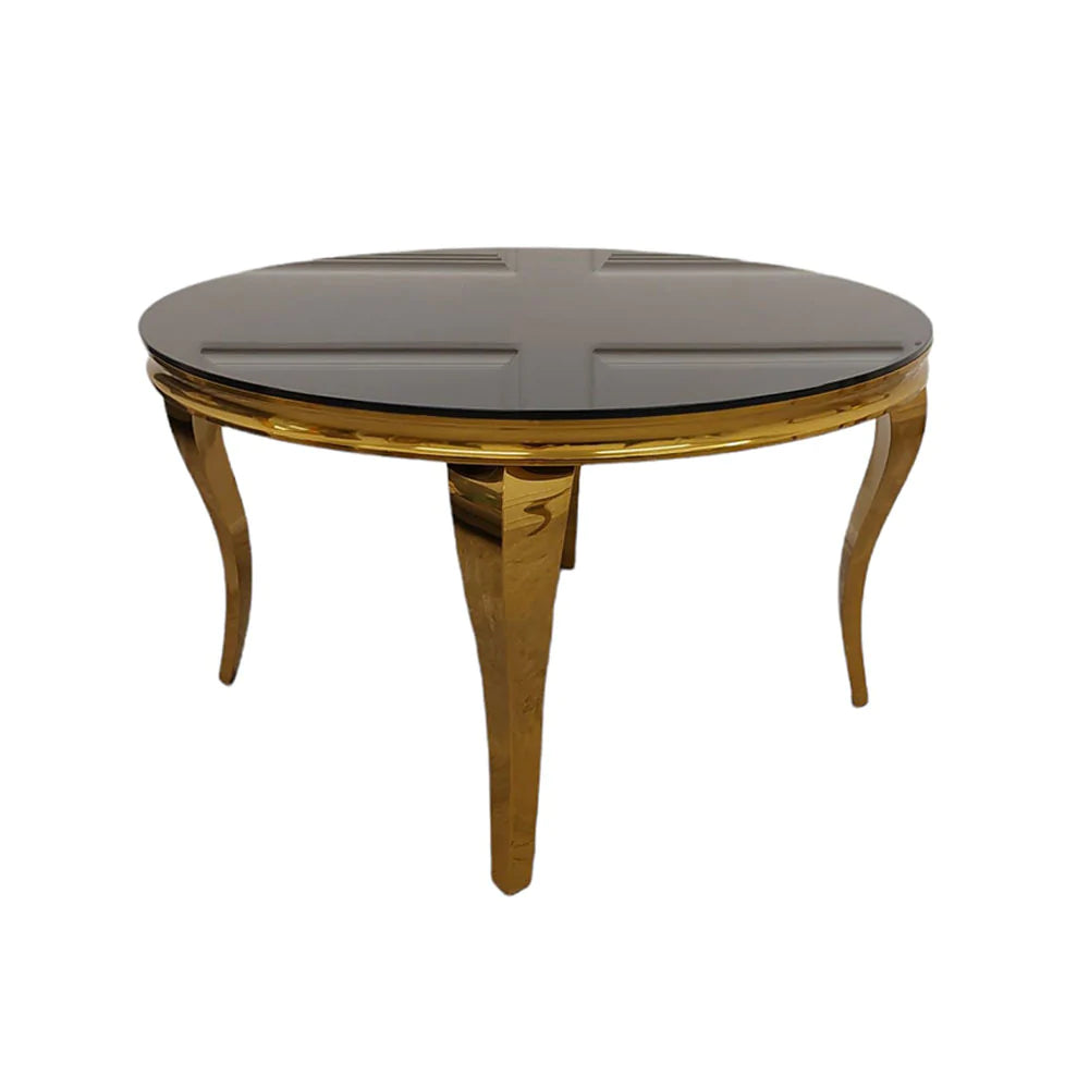 Louis Dining Table Gold Legs with Black Glass Top