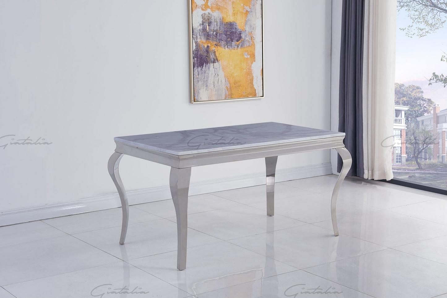 Louis WHITE Marble Dining Table 140cm by 80cm