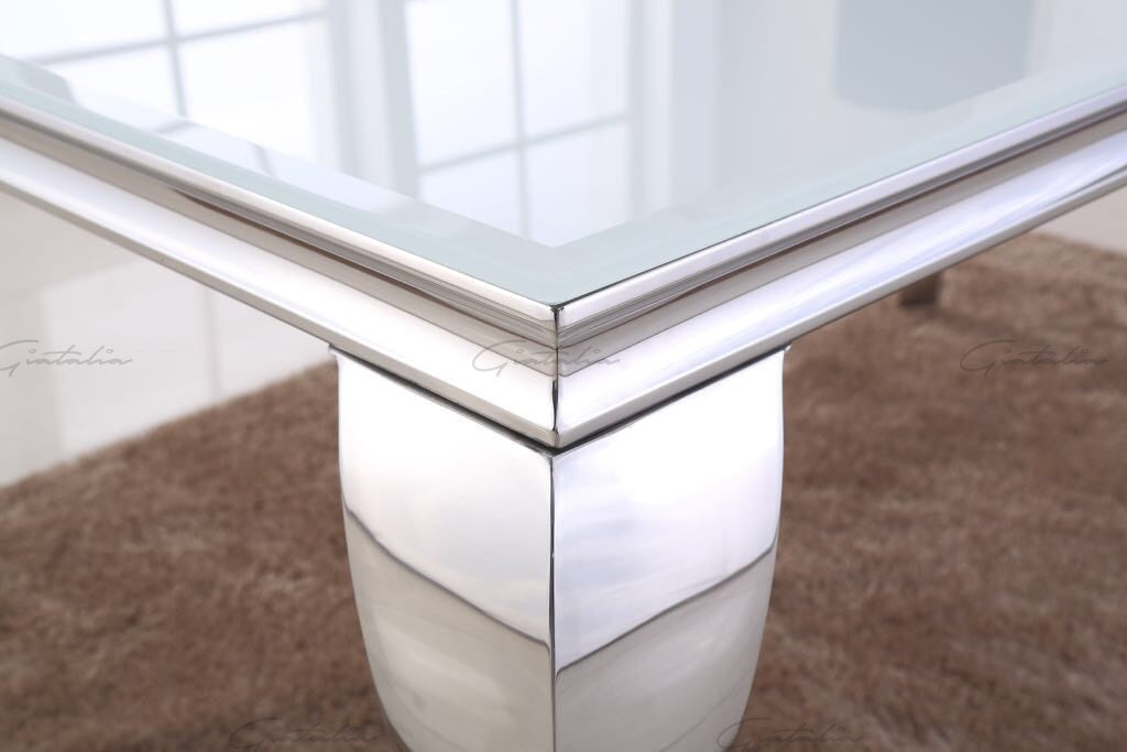 Louis WHITE Glass Top Dining Table 160cm x 90cm