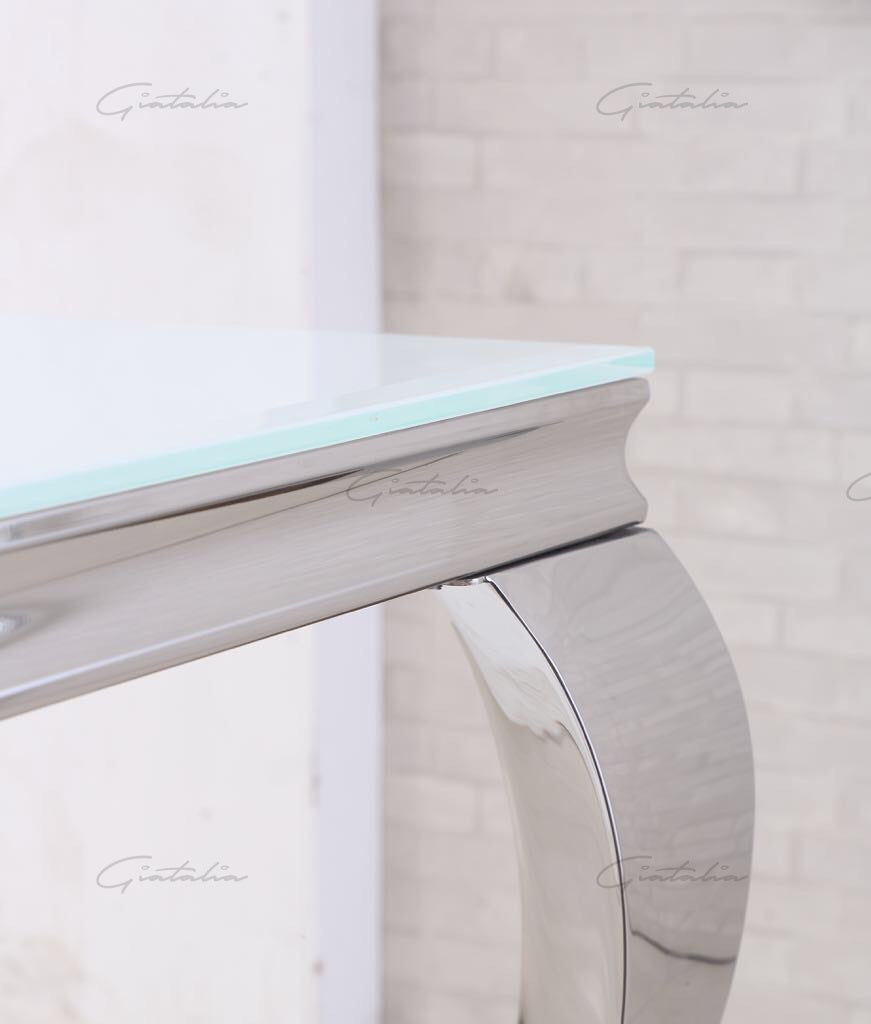 Louis WHITE Glass Top Dining Table 160cm x 90cm