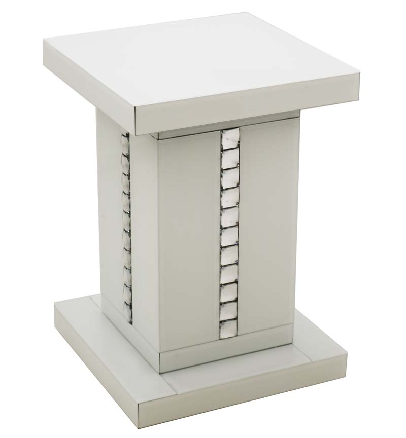 White Gloss Crystal Side Lamp Table