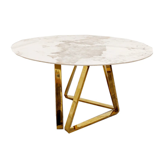 Luca Gold 1.3 Round Dining Table with Sintered Stone Top