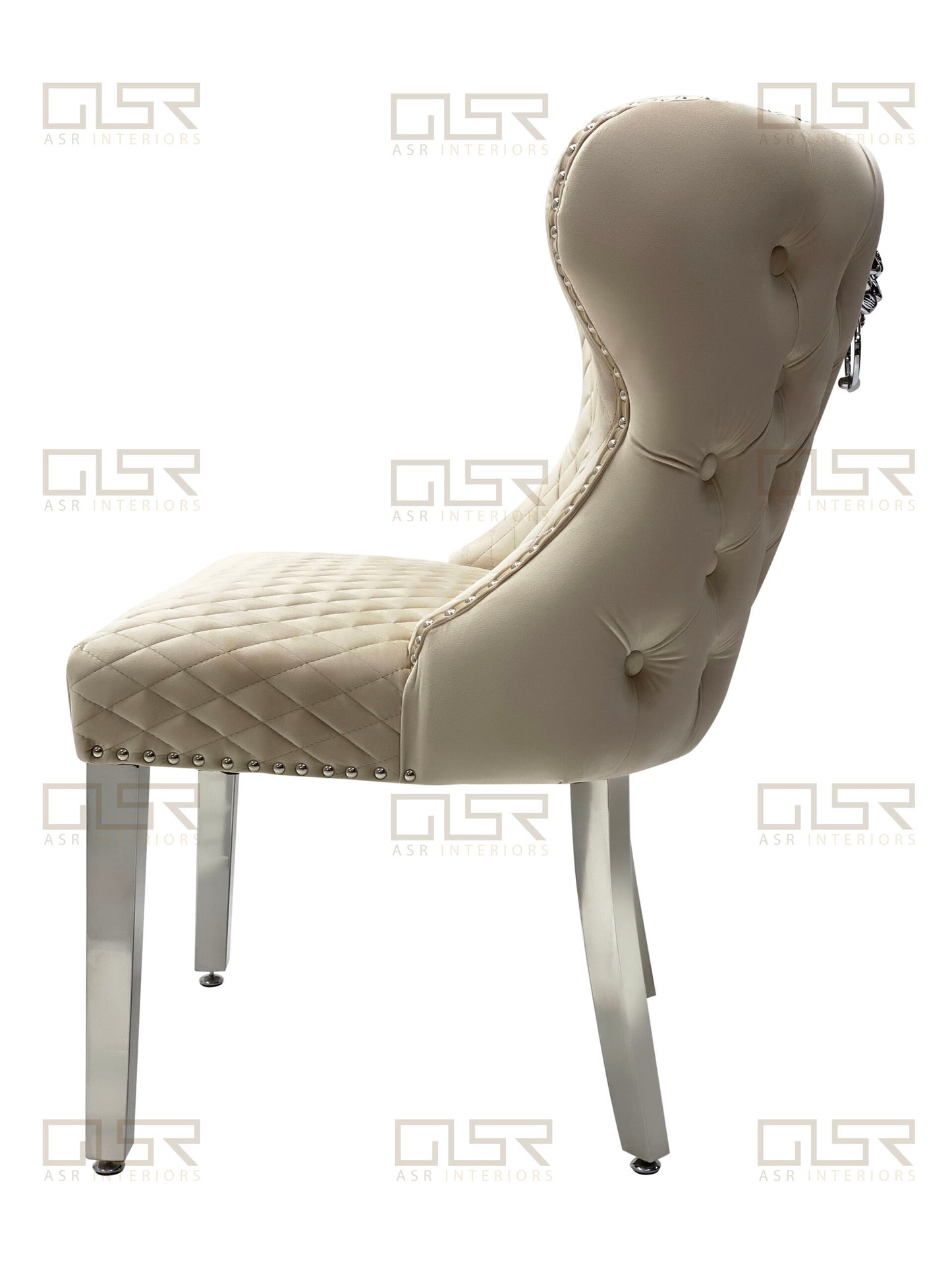 Valentina Cream Velvet Lion Knocker Dining Chair