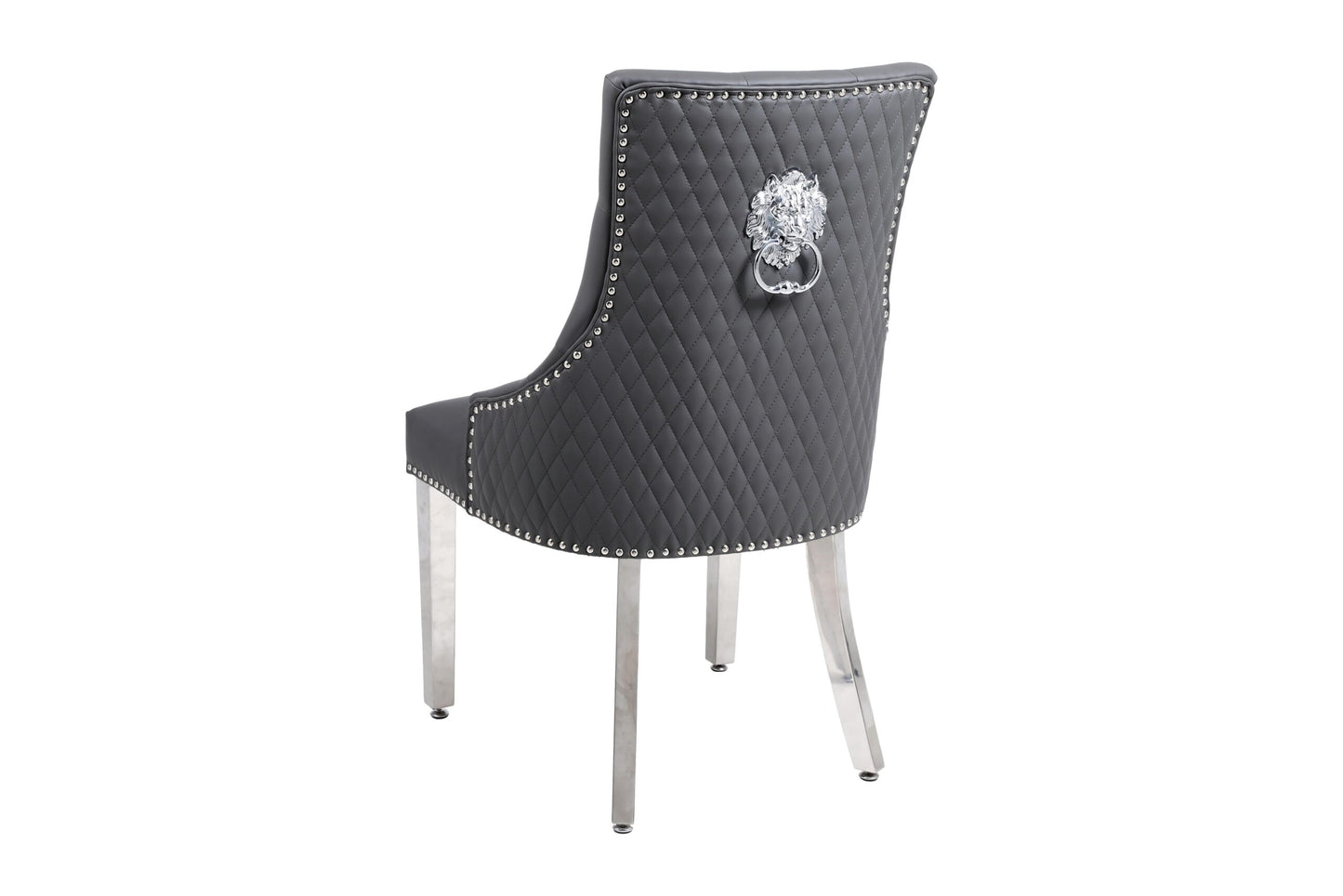 Chelsea Hudson Grey PU Leather Lion knocker Dining Chair