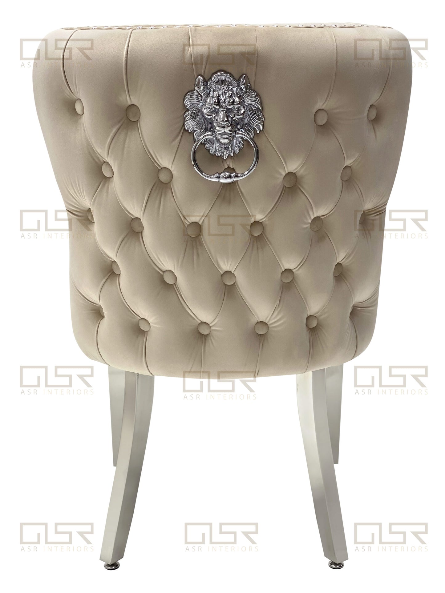 Valentina Cream Velvet Lion Knocker Dining Chair