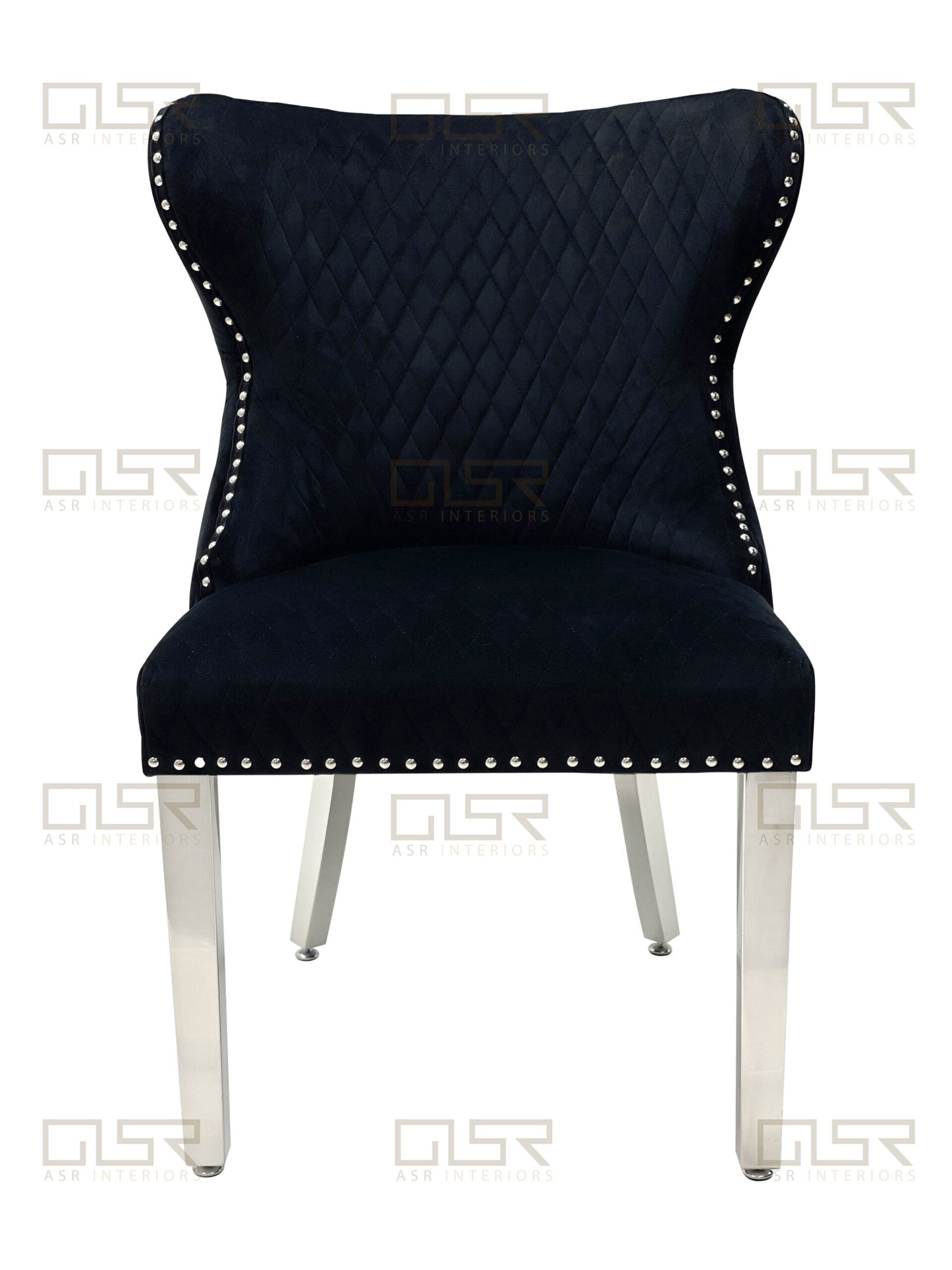 Valentina Black Velvet Lion Knocker Dining Chair