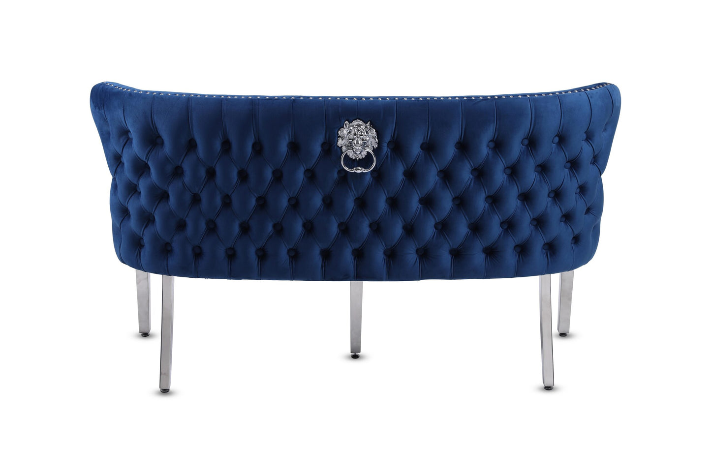 Valentina Navy Velvet Lion Knocker Bench