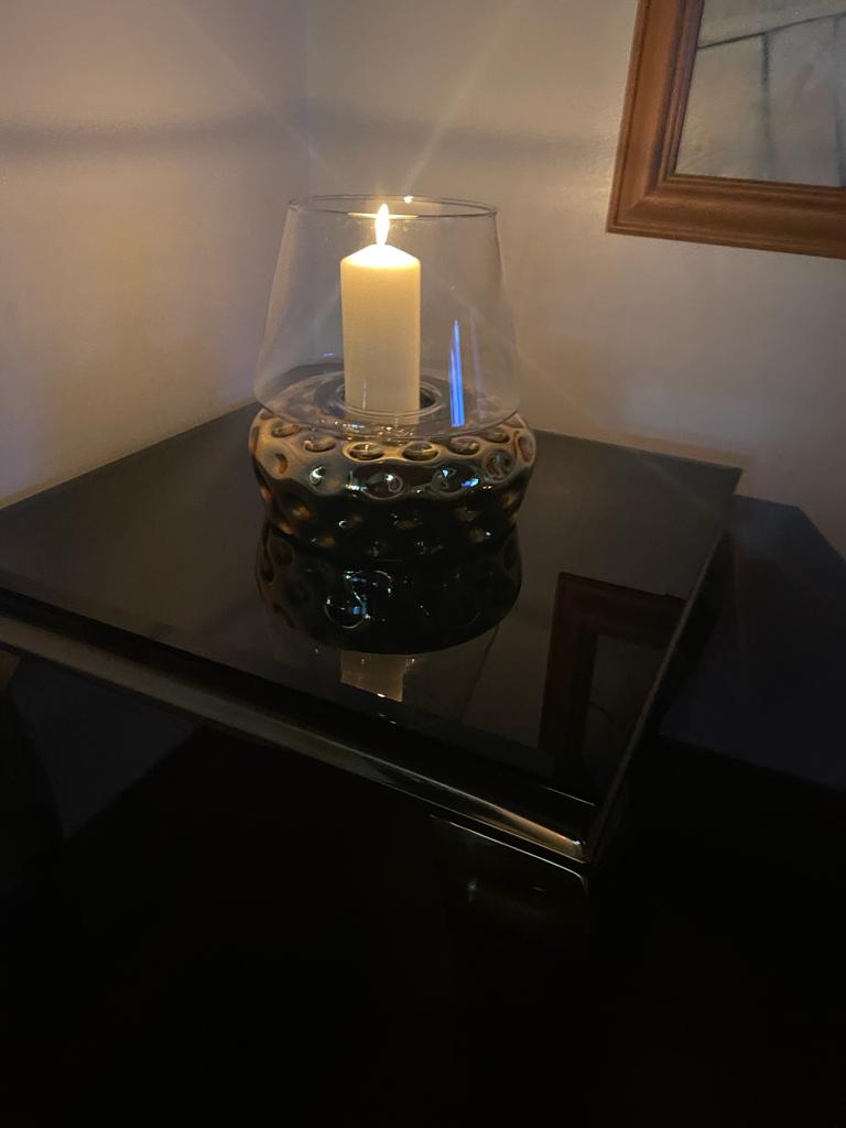 Louis Gold Lamp/Side Table with Black Glass Top (60cm x 60cm)