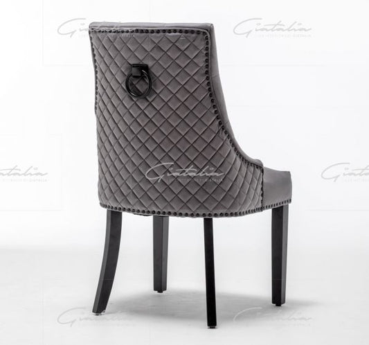 Dark Grey French Velvet Dining Chair