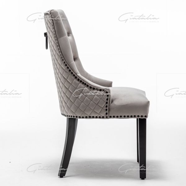 Light Grey French Velvet Dining Chair