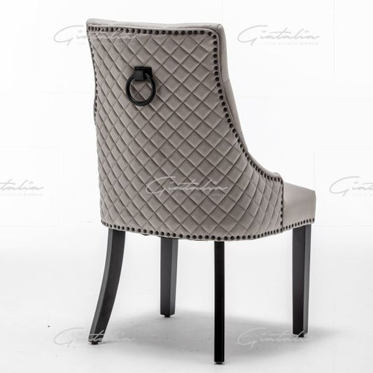 Light Grey French Velvet Dining Chair