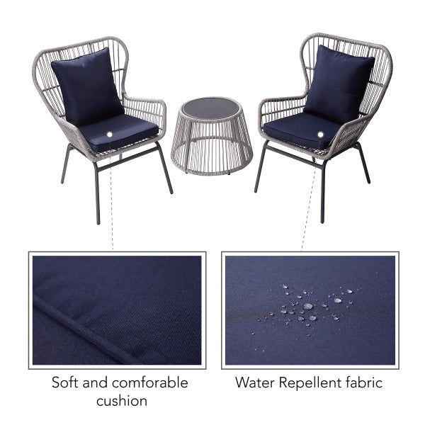 3 Piece Patio Wicker Bistro set