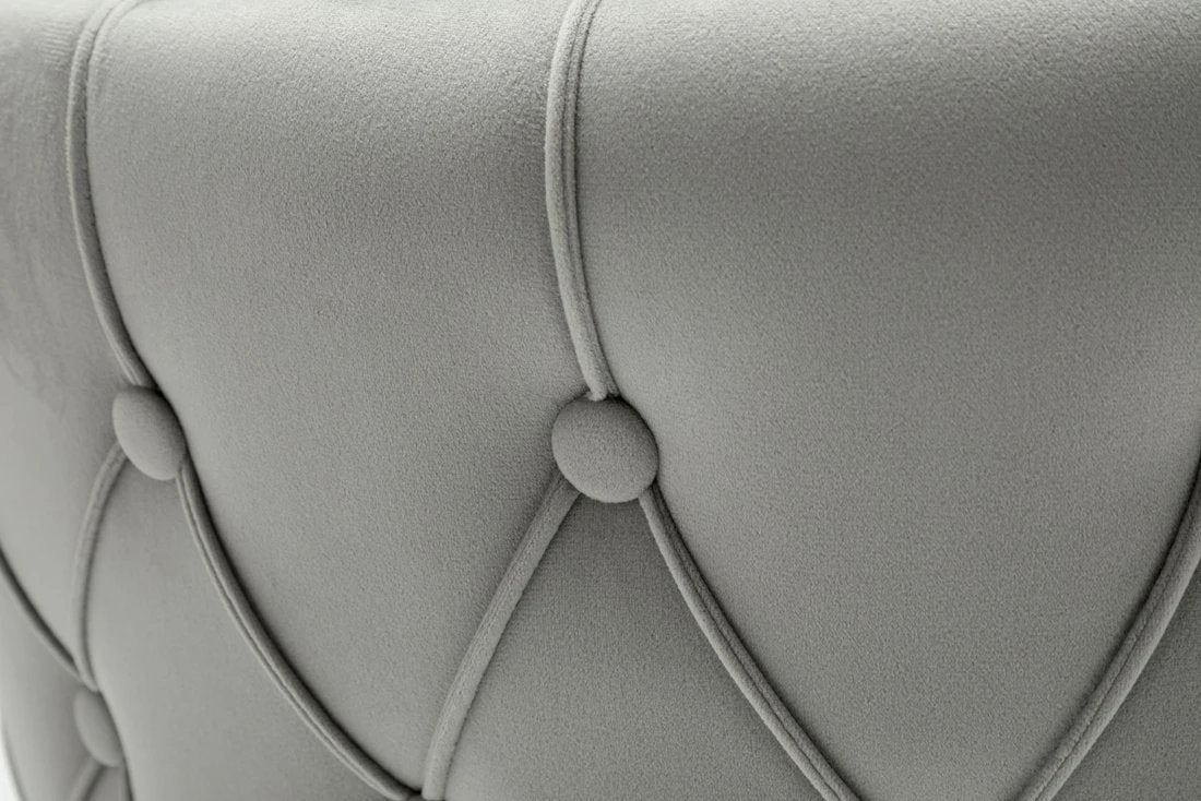 Camilla Light Grey French Plush Tufted Winged Velvet Dining Chair