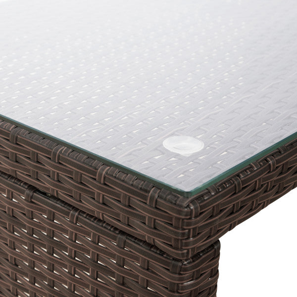 3 Pieces Wicker Sectional Conversation Set with Cushions - Brown/White