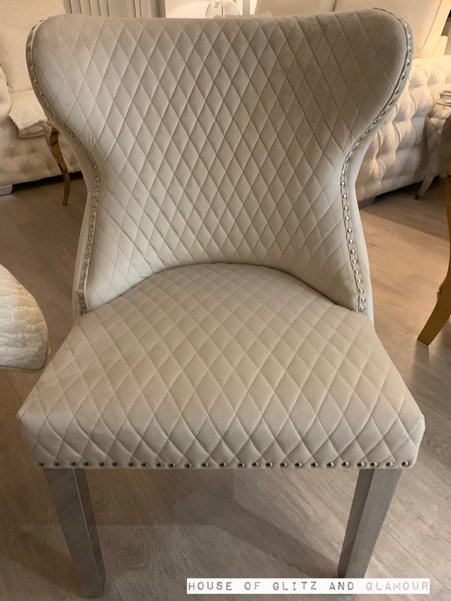 Valentina Cream Velvet Lion Knocker Dining Chair