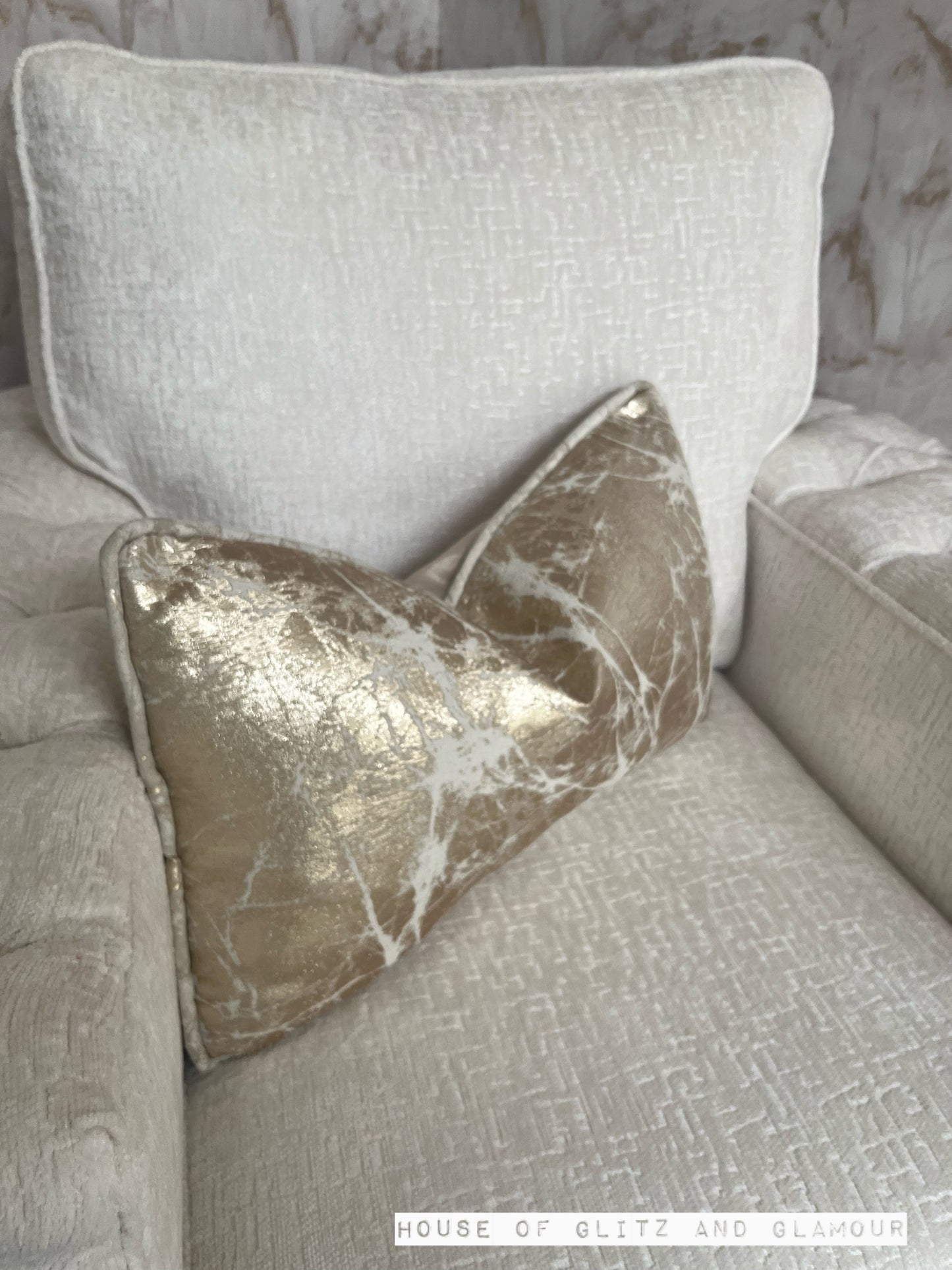 Paris Reversible Cushion in Beige / Gold
